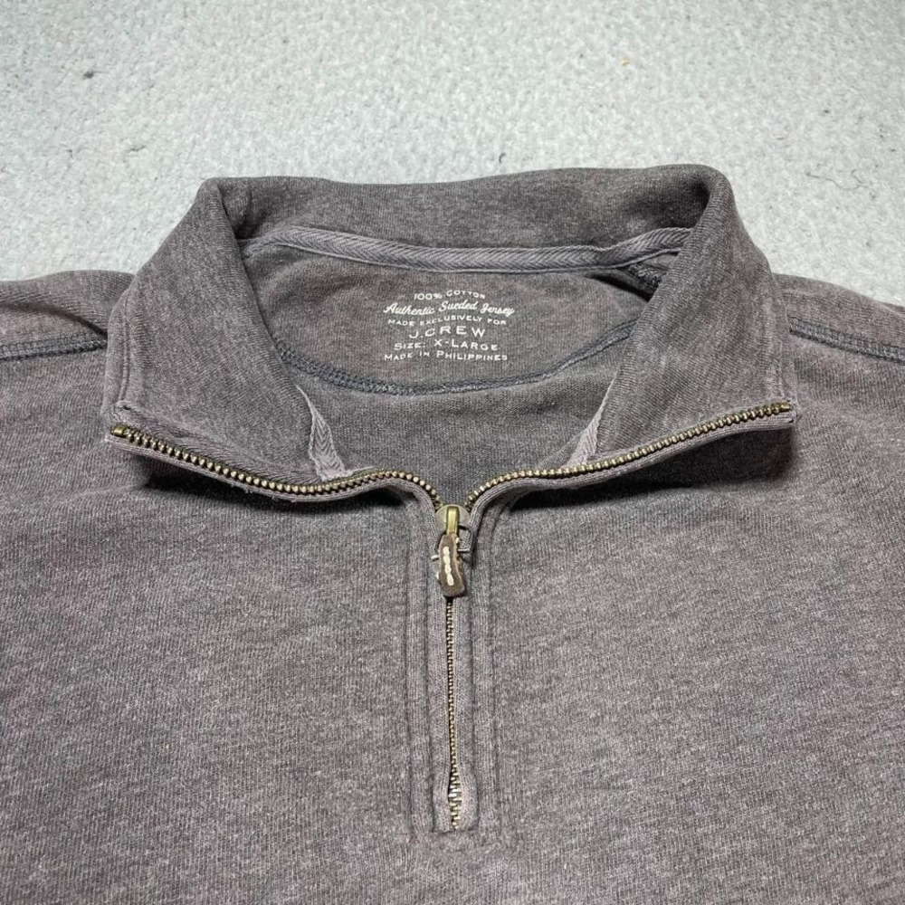Vintage J Crew Quarter Zip Classic Preppy Essentials‎ Grey 100% Cotton Knit XL